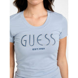 Guess Womens Logo T-Shirt In Blue