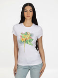 Guess Womens Parrot T-Shirt with Rhinestones In White