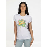 Guess Womens Parrot T-Shirt with Rhinestones In White