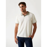 Guess Mens Weston Knit Golfer In Cream