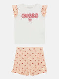 Guess Girls White/Pink 2 Piece T-Shirt+Skort Set