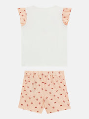 Guess Girls White/Pink 2 Piece T-Shirt+Skort Set