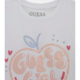 Guess Girls White Printed High Low Ss T-Shirt