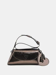 Guess Womens Bolena Flap Shoulder Bag In Pewter