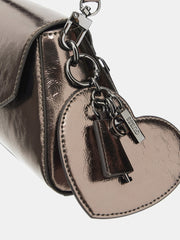 Guess Womens Bolena Flap Shoulder Bag In Pewter