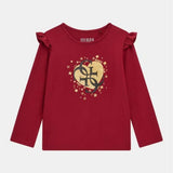 Guess Girls Long Sleeve T-shirt In Burgundy