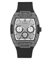 Guess Phoenix Black And Silver Leather Watch