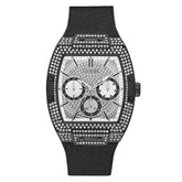 Guess Phoenix Black And Silver Leather Watch