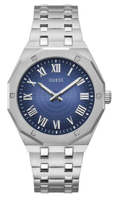 Guess Asset Silver With Blue Dial Watch