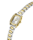Guess Ladies Two Tone Square Watch In Gold & Silver