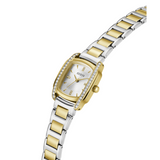 Guess Ladies Two Tone Square Watch In Gold & Silver