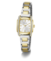 Guess Ladies Two Tone Square Watch In Gold & Silver