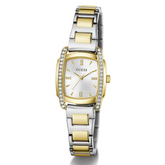 Guess Ladies Two Tone Square Watch In Gold & Silver