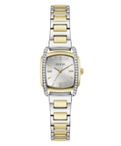 Guess Ladies Two Tone Square Watch In Gold & Silver