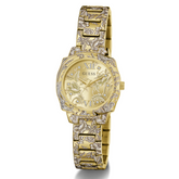 Guess Womens Jada Rose Analog Stainless Steel Watch In Gold/Champagne Dial