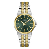Guess Two Tone Strap Gents Watch In Green