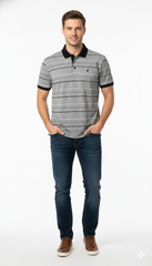 Polo Mens Jacquard Striped Golfers In Black