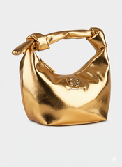 Sissyboy Womens Metalic Bag with Knot Strap In Gold