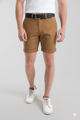 Bene Sherman Mens Straight Fit Chino Shorts In Camel