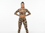 Sissy boy Womens Long Sleeve Crop Top In Camo