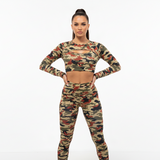 Sissy boy Womens Long Sleeve Crop Top In Camo