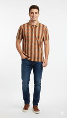 Polo Geometric Printed Golfers For Men In Orange