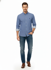 Polo Mens Micro Print Shirt In Blue