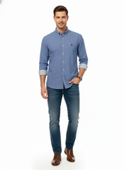 Polo Mens Micro Print Shirt In Blue