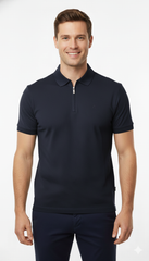 Polo Mens Jacquard Quarter Golfers In Navy