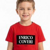 Enrico Coveri Boys Black Box Logo T-Shirt In Red