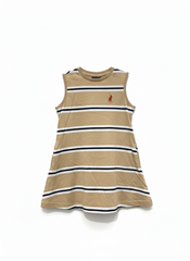 Polo Girls Cristina Striped Dress In Taupe