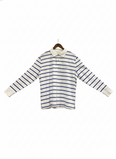 Gant Mens Striped Long Sleeve Golfer In Cream