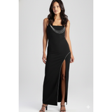 Sissy boy Maxi Dress with Straight Neckline In Black