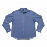 Polo Mens Micro Print Long Sleeves Shirt In Blue