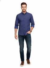 Polo Mens Dobby Shirt In Blue