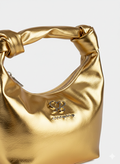 Sissyboy Womens Metalic Bag with Knot Strap In Gold