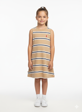 Polo Girls Cristina Striped Dress In Taupe