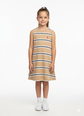Polo Girls Cristina Striped Dress In Taupe