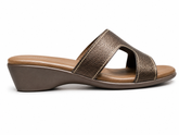 Green Cross Ladies Mule Sandals In Metallic Dark Brown