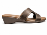 Green Cross Ladies Mule Sandals In Metallic Dark Brown