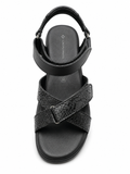 Green Cross Womens Velcro Adjustable Sandal In Black