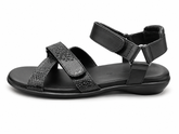 Green Cross Womens Velcro Adjustable Sandal In Black
