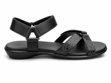 Green Cross Womens Velcro Adjustable Sandal In Black