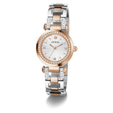 Guess Ladies 2 Tone Watch In Silver And Rose Gold