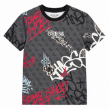 Guess Kids Short Sleeve Printed T-Shirt In Grey