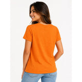Guess Womens Floral Tri Short Sleeves T-Shirts In Orange