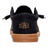 Hey Dude Mens Wally Fully Grain Leather Shoes In Black