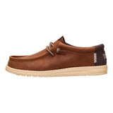 Hey Dude Mens Wally Fully Grain Leather Shoes In Brown