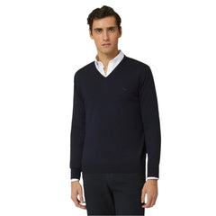 Harmont & Blaine Hrl019030075 Basic V-Neck Contrast Inside Navy