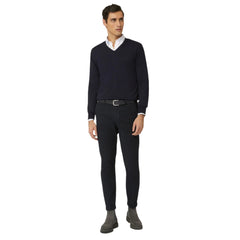 Harmont & Blaine Hrl019030075 Basic V-Neck Contrast Inside Navy